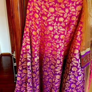 Lehenga with long Anarkali style shirt and Dupatta